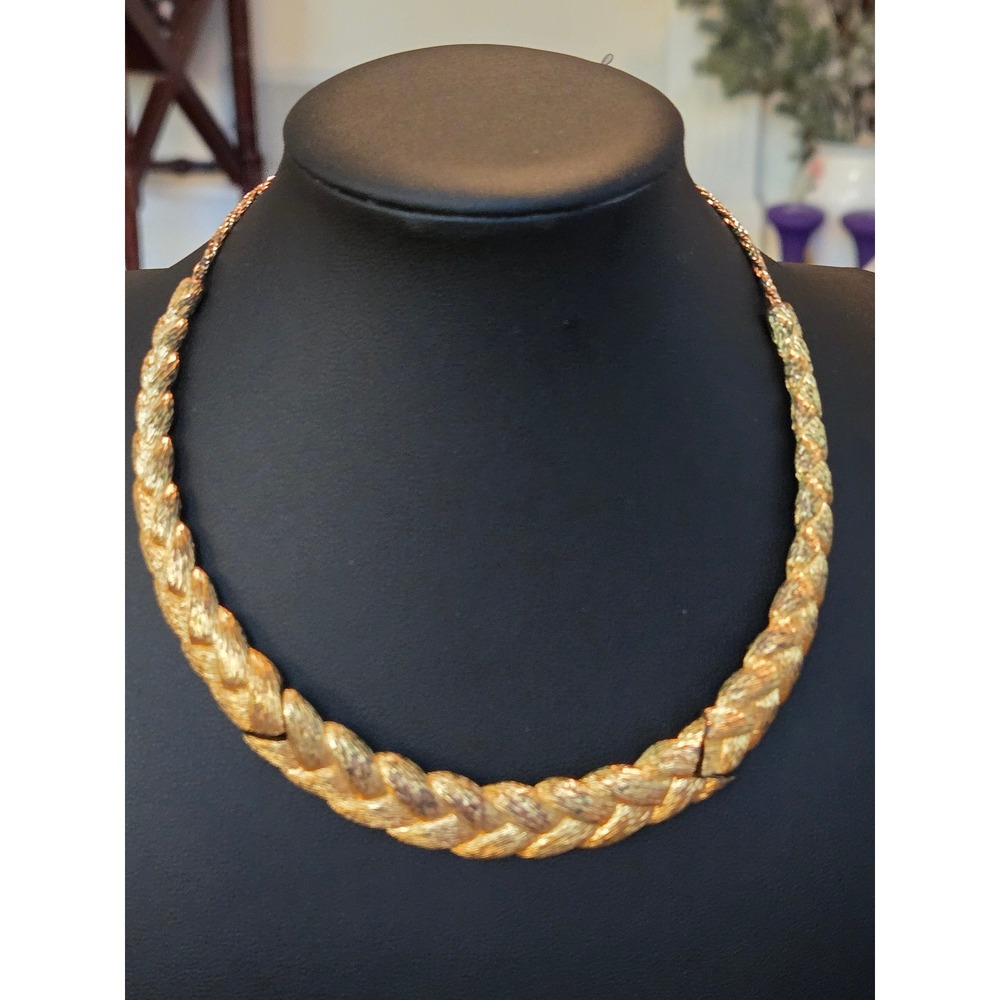 Vendome Sculpted Choker Goldtone Necklace Mid-Century Vintage